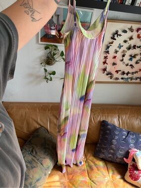 pastel abstract pleated maxi dress size large y2k fairy